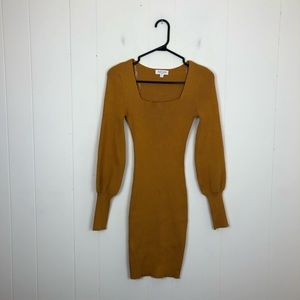 Full Circle Mustard Yellow Ribbed Mini Dress Sz S